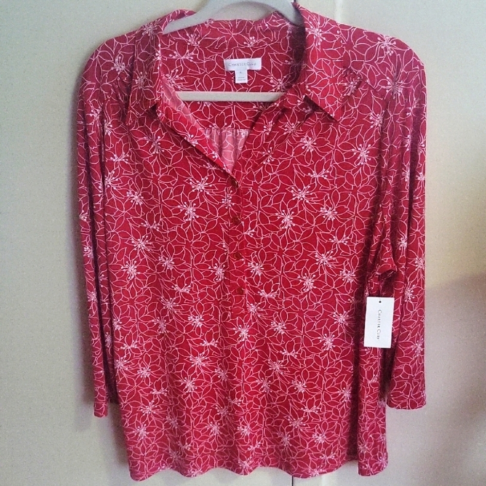 Calvin Klein Women's Red Floral Top